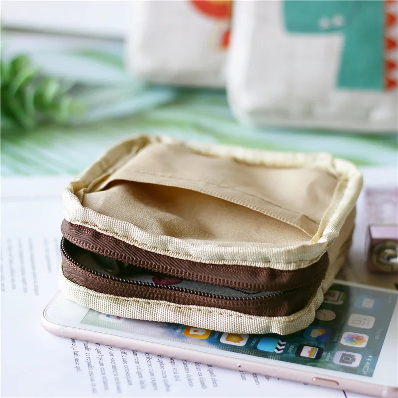 Женский квадратный кошелек милый холщовый для девочек подростков сумочка монет
