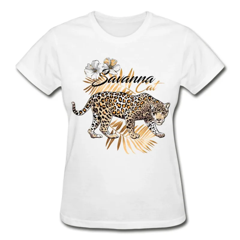 Savanna Кот Гепард Ультра хлопковая женская футболка | Мужская одежда