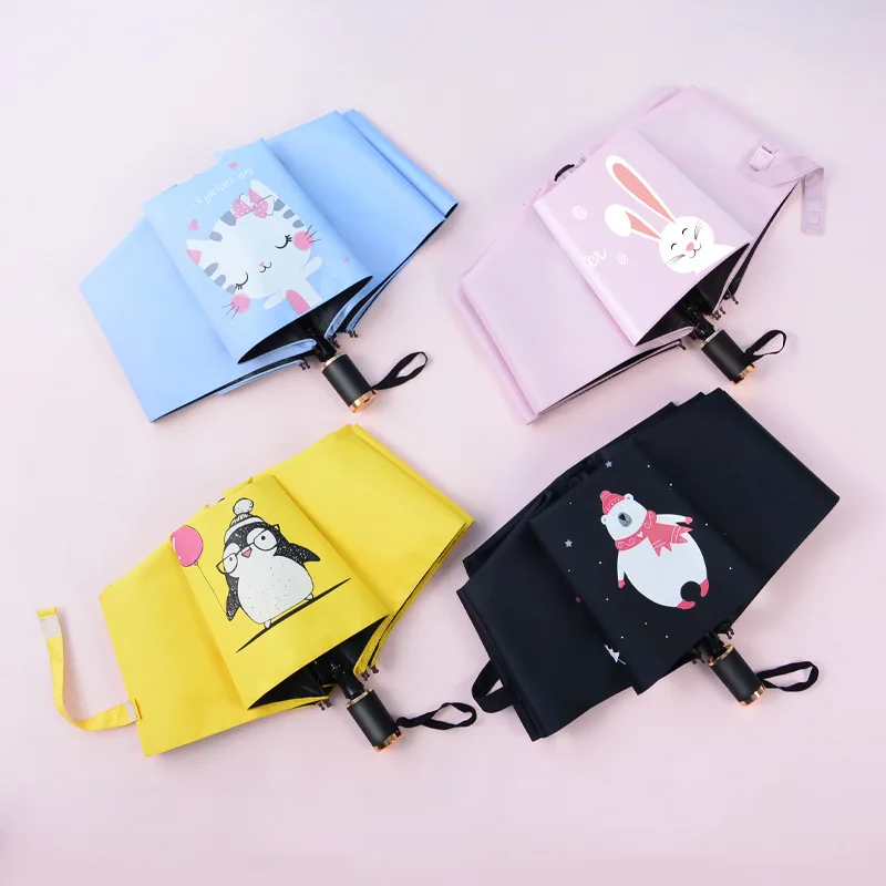 Новый креативный мультяшный Детский милый солнечный и дождливый Зонт черный