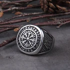 Нержавеющаясталь вегвизир Руна викингов кольца Для мужчин никогда не выцветает и не Viking деревянную коробку, как подарок парню