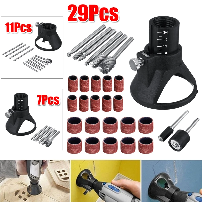 

7 Or 11 Or 29Pcs Rotary Multi-Tool Electric Grinder Locator Drill Holder HSS Router Drill Bits Setrotary Horn Cap Drill Set