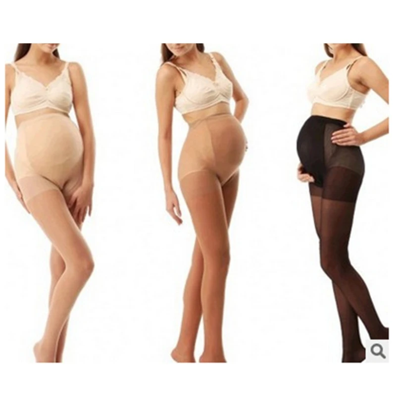 

Pregnant Women High Waist Control Top Elastic Toe Silk Stockings Tights Pantyhose 40JC