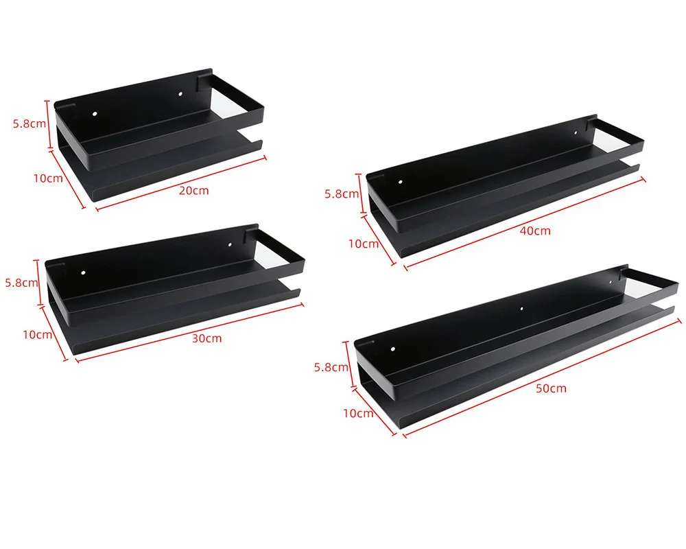 

Black Stainless steel square Bathroom Shelf 30/40/50 cm Kitchen Wall Shelves Shower Basket Storage Bathroom Accessories