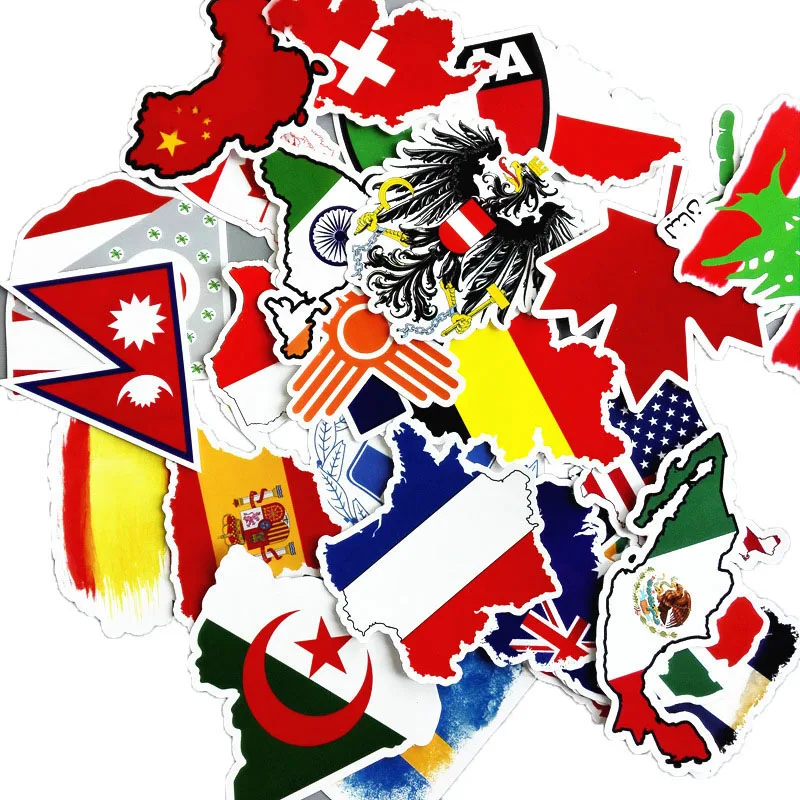 10/50 шт./лот наклейка с национальными флагами для ноутбука багажника скейтборда