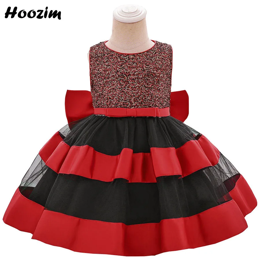 

Luxury Colorblock Sequin Back Zipper Christmas And Birthday Dress Toddler 12M-24M Age New Back Bow Party Ball gown Dresses Girls