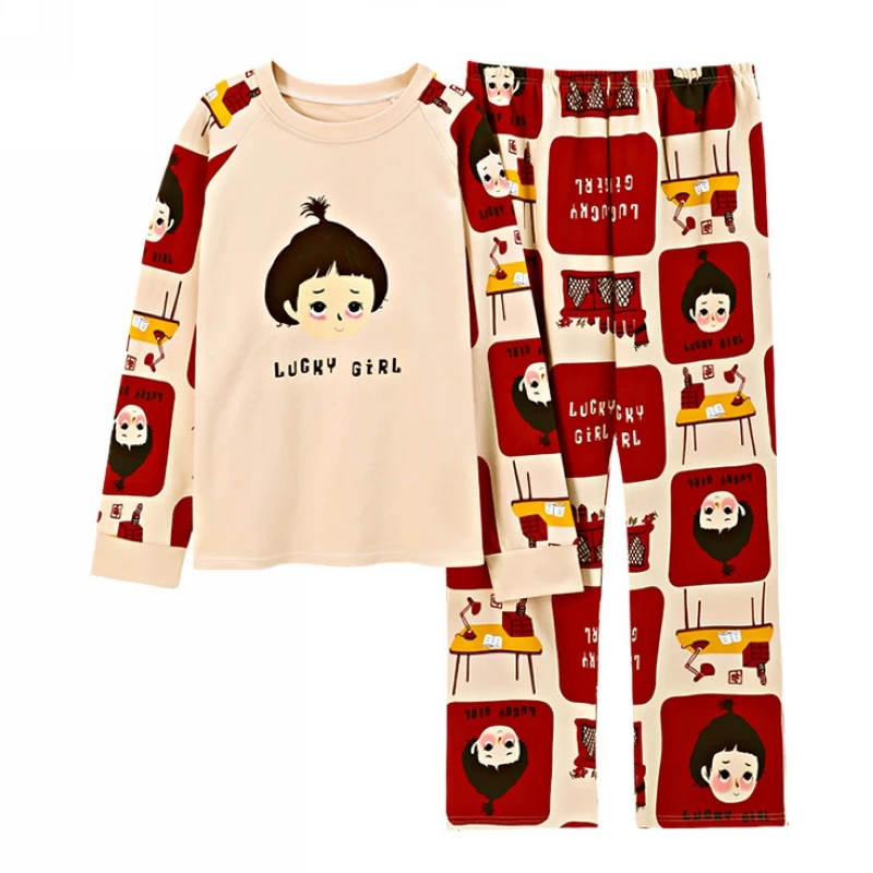 

Pajamas ladies long-sleeved cotton 2021 spring and autumn new two-piece home service girls sweet and cute casual suit
