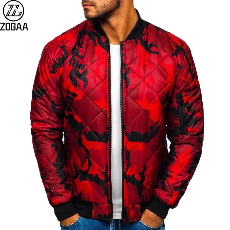 ZOGAA Men's Winter Loose Camouflage Baseball Uniform Windproof Bomber Jacket