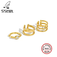 ssteel korean earrings 925 sterling silver clip earring for women simple zircon gold earings boucle oreille femme fine jewelry