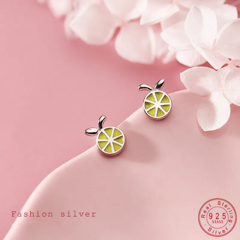 Женские и детские серьги гвоздики в форме фруктов WANTME изящные с лимоном из 100%