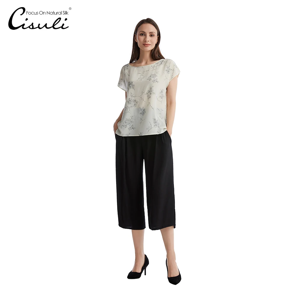 

100% SIlk Pants Women Wide Leg Pants Summer Comfortable Pure Silk Fabric