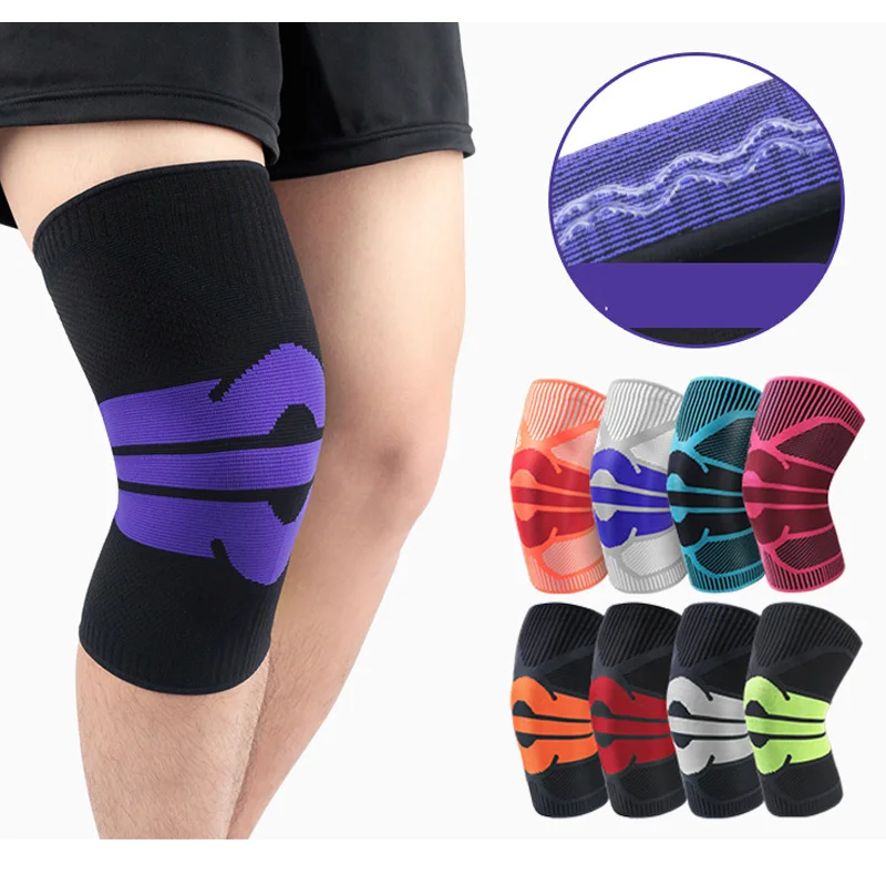 Вязаные компрессионные наколенники нескользящие спортивные дышащие для