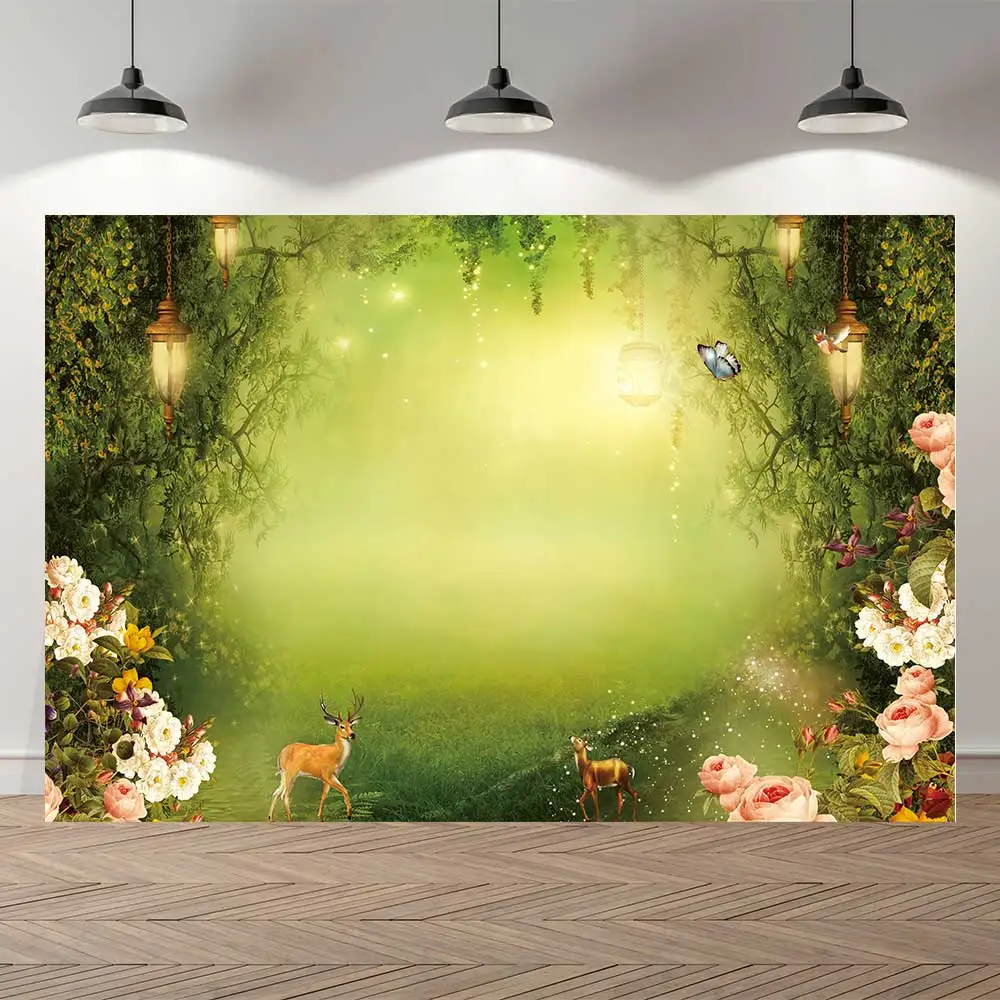 

Neoback летний Сказочный фон с изображением леса и цветов для свадебной вечеринки детские украшения для дня рождения