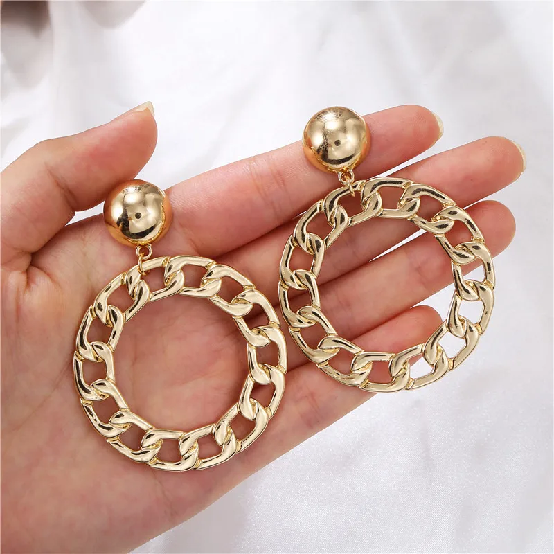 

European fashion woven circle ears for INS cold wind metal earrings web celebrity with the same earrings stud women