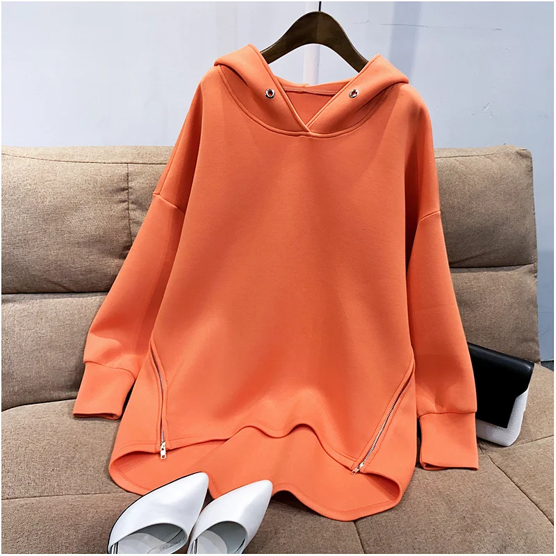 

Womens Hoodies Sweatshirt Autumn Korean Thin Long Sleeve Side Loose Oversized Pullovers Female