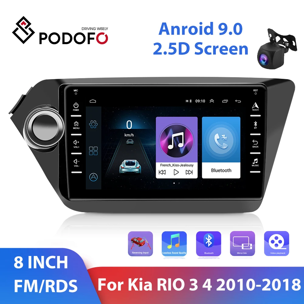 

Автомобильный мультимедийный плеер Podofo, плеер на Android 9,0, с 8 "экраном, с RDS, FM, GPS, Wi-Fi, DAB + для Kia RIO 3, 4, 2010-2018, типоразмер 2 Din