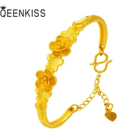 qeenkiss bt5206 fine jewelry wholesale fashion woman birthday wedding gift flower butterfly 24kt gold resizable bracelet bangle