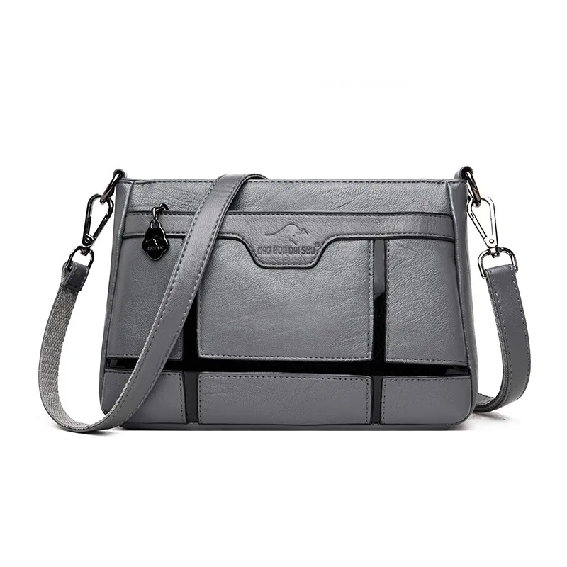 GRAY Женская сумка-почтальонка Женская Bolsa кожаные роскошные сумки женские сумки дизайнерские Sac основной дамские повседневные сумки на плечо для женщин - Цвет: GRAY