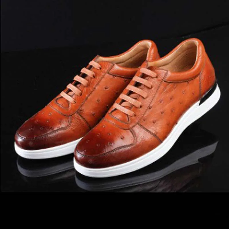 ourui new true ostrich leather men shoes male leisure Ostrich skin | Обувь