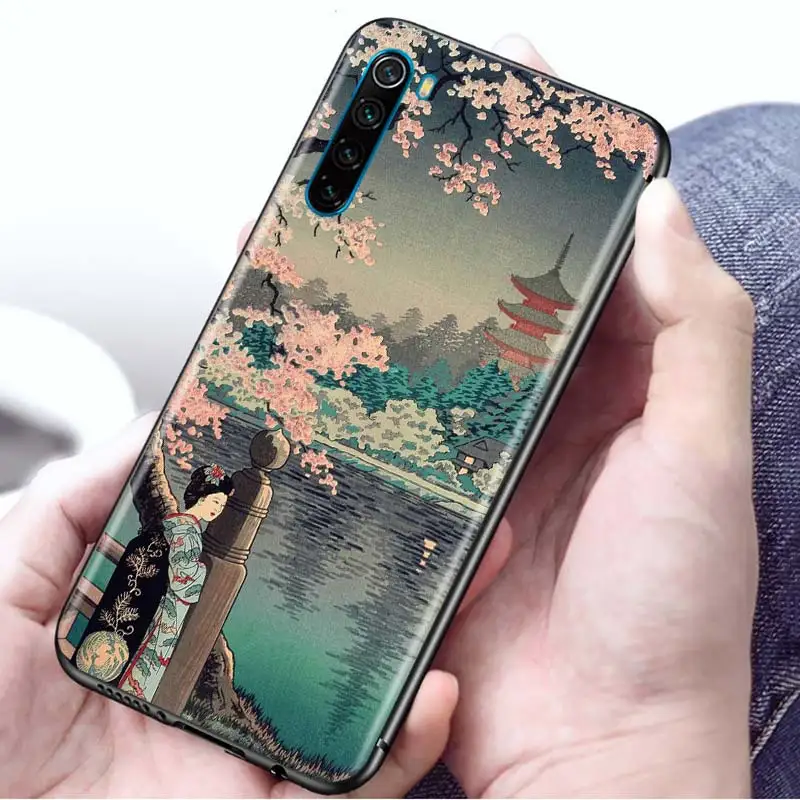 Japanese Style Art Japan Case for Xiaomi Redmi Note 9S 8T 8 9 9A 9C 7 K30 Pro Zoom 8A 7A 6 Black Silicone Mobile Phone Cover Sac
