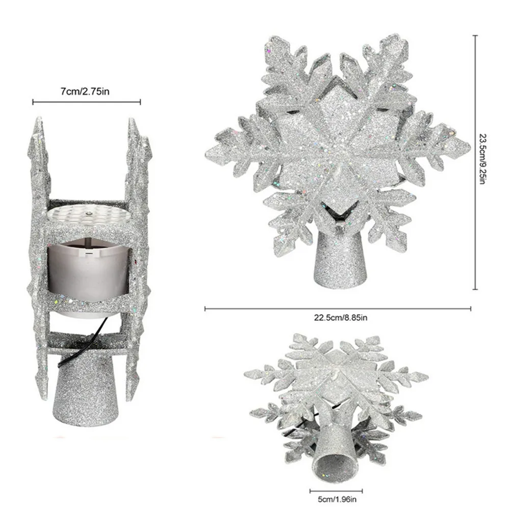 Рождественская елка Топпер звезда освещенная 3D Блестящий серебристый