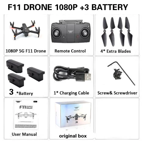 3battery 1080p box SJRC F11 Дрон с GPS с Wi-Fi FPV 1080 P/2 K камера бесщеточный Квадрокоптер 25 минут время полета управление жестами складной Дрон Vs CG033 - Цвет: 3battery 1080p box