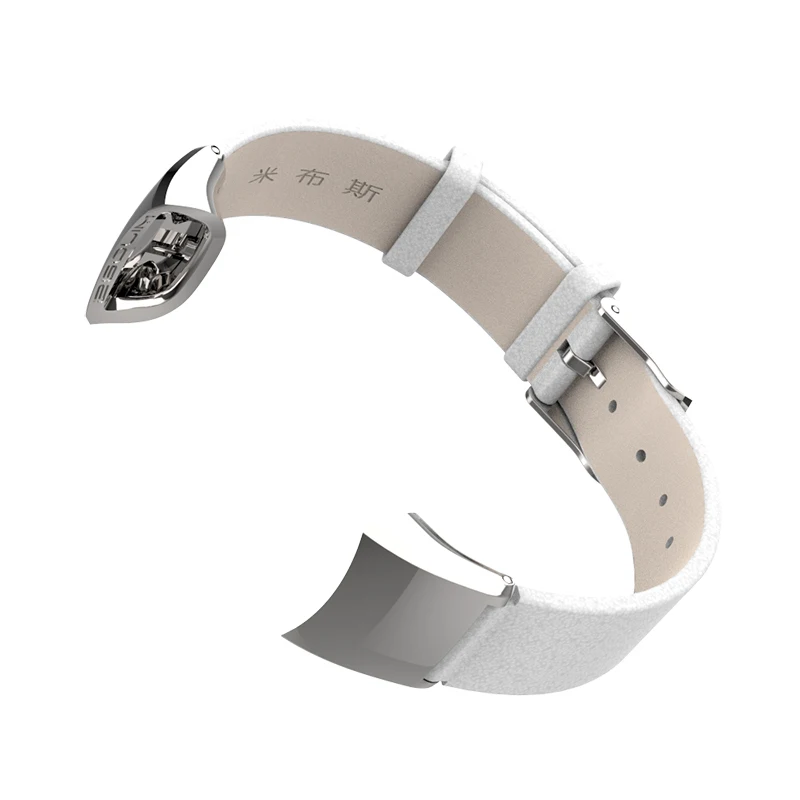 Mijobs кожаный ремешок для huawei Honor Band 4 5 Смарт-часы наручные часы ремешок для Honor 4 5 умный Браслет ремешок - Цвет: White Silver