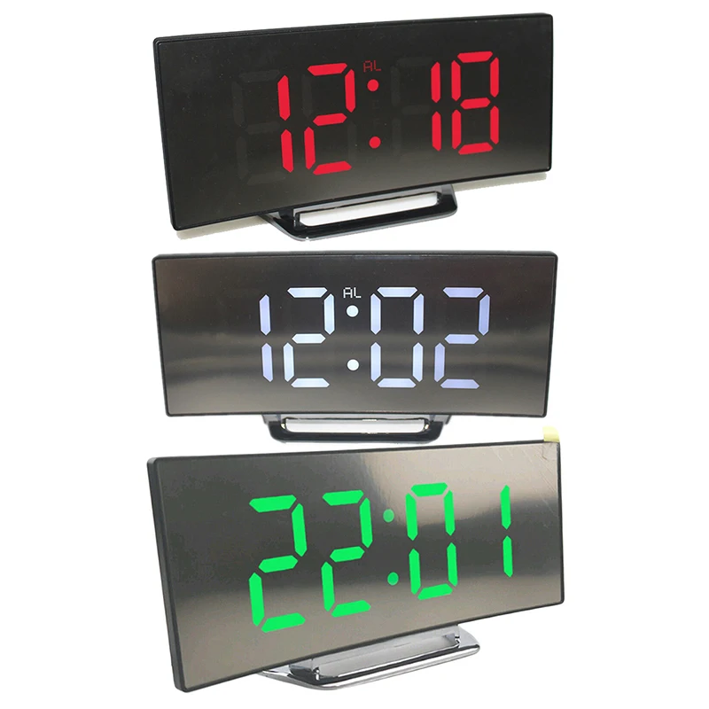 

Electronic Alarm Clock Noiseless Design Digital LED Large Display Mirror Electronic Clock Memory Function USB Charging Clocks