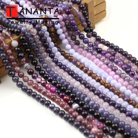 natural stone purple jades agates beads amethysts crystal round beads for jewelry making diy bracelet necklace 4 6 8 10mm 15inch