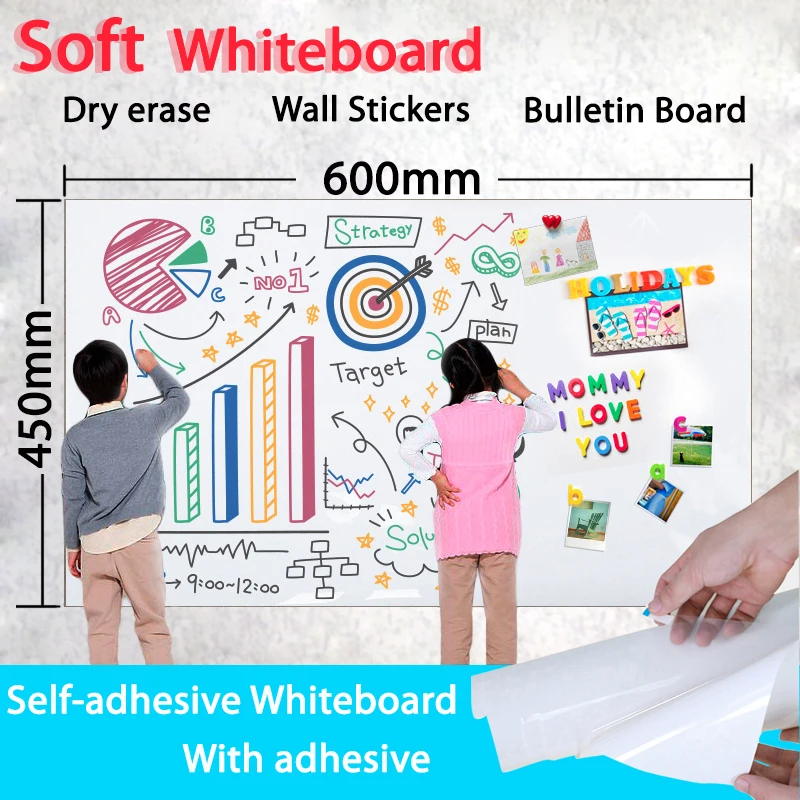 Самоклеящаяся белая доска с сухим стиранием мягкая для сообщений школьная
