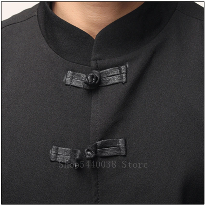 

Chinese Characteristics Traditional Men's Chinese Tang Suit Retro Solid Tai Chi Uniform Buckle Plus Size Chinese Kung Fu Jacket