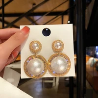 fashion personality new long female pearl earrings korea trendy european and american big earrings net red 2020 temperament exag