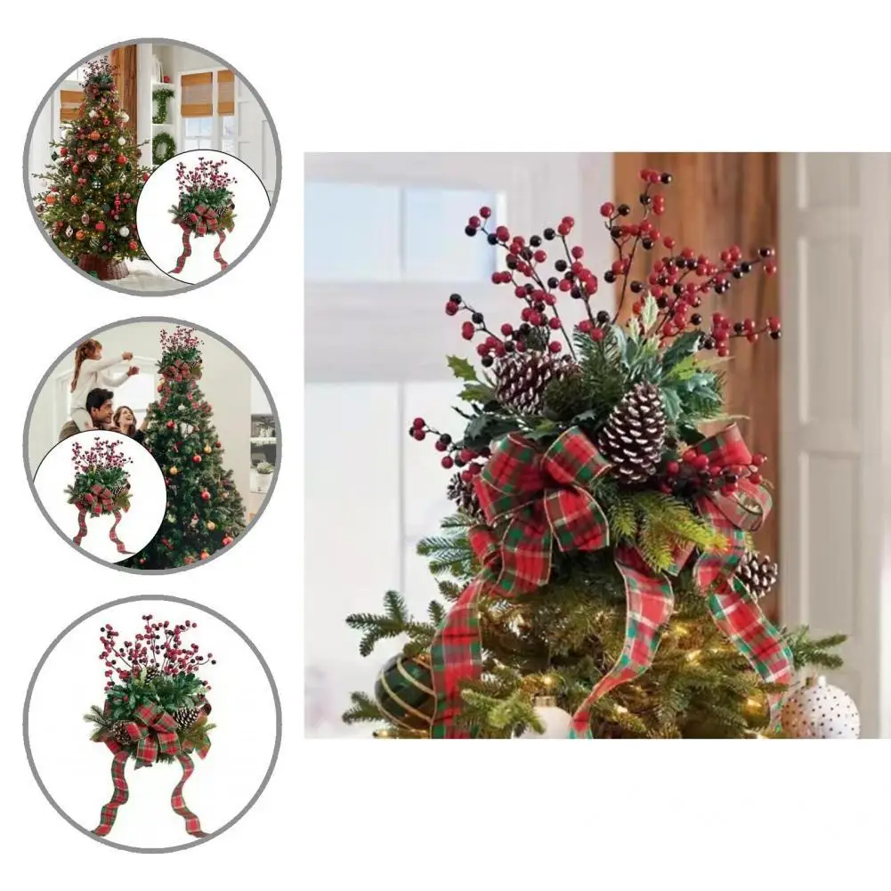 

Widely Applied Delicate Berries Decor Xmas Wreath Ornament PVC Xmas Tree Topper Realistic for Home