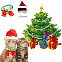 cute pet christmas costume set santa hat and bow tie collar for cats kitten puppy hot