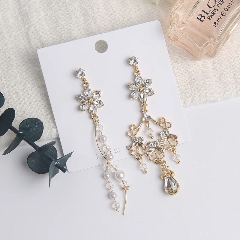 Винтажные Женские Висячие серьги с кристаллами в форме капли воды корейский