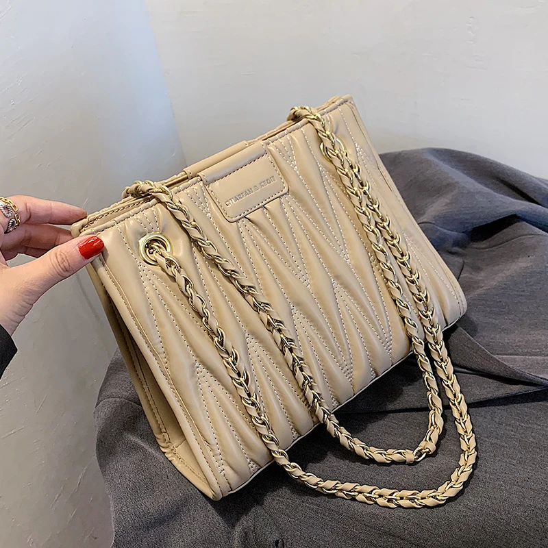 

Folds Shoulder Crossbody Messenger Bag 2021 New PU Leather Luxury Designer Handbags Women Bags Travel Purse High Quality