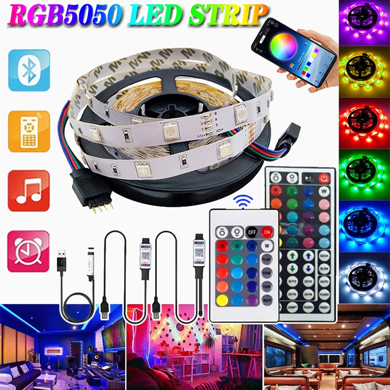 

LED Lights Strip DC5V USB 5050 for Room Bluetooth-compatible RGB Flexible Diode IR Controller Led Lamp Wall Bedroom TV Backlight