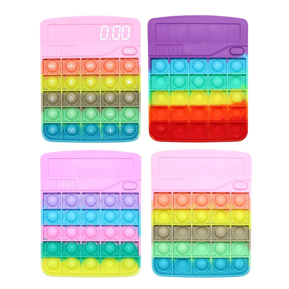 

Calculator Fidget Toys Calculator Push Bubble Squeeze Toy It Silicone Bubble Stationery Storage Bag for Kids Gift