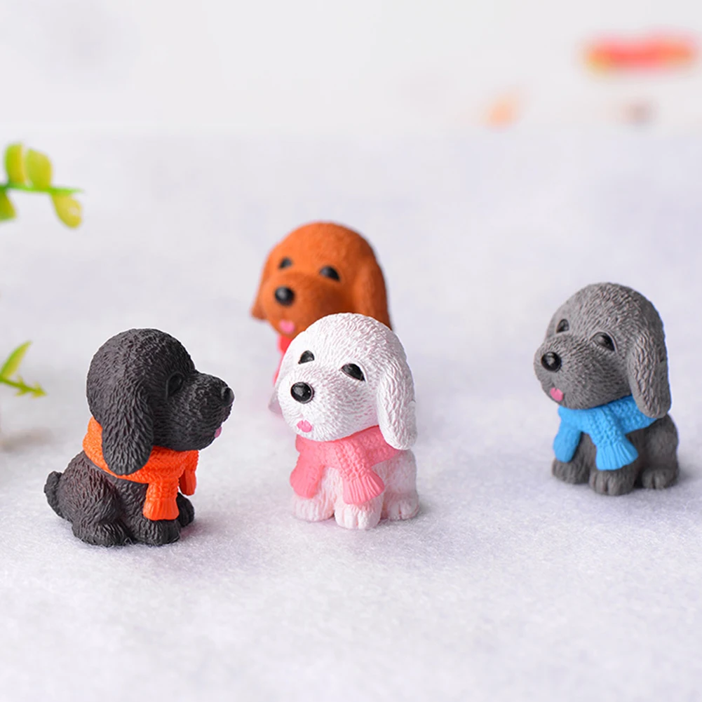 1/4Pcs Cute Scarf Dog Cartoon Puppy Miniature DIY Accessories Doll Model Landscape Furnishing Garden Home Decor | Дом и сад
