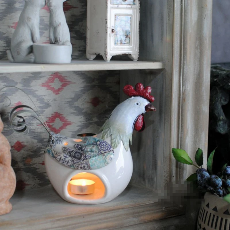 Испанский Стиль Европейский кантри петух керамический Железный Подсвечник