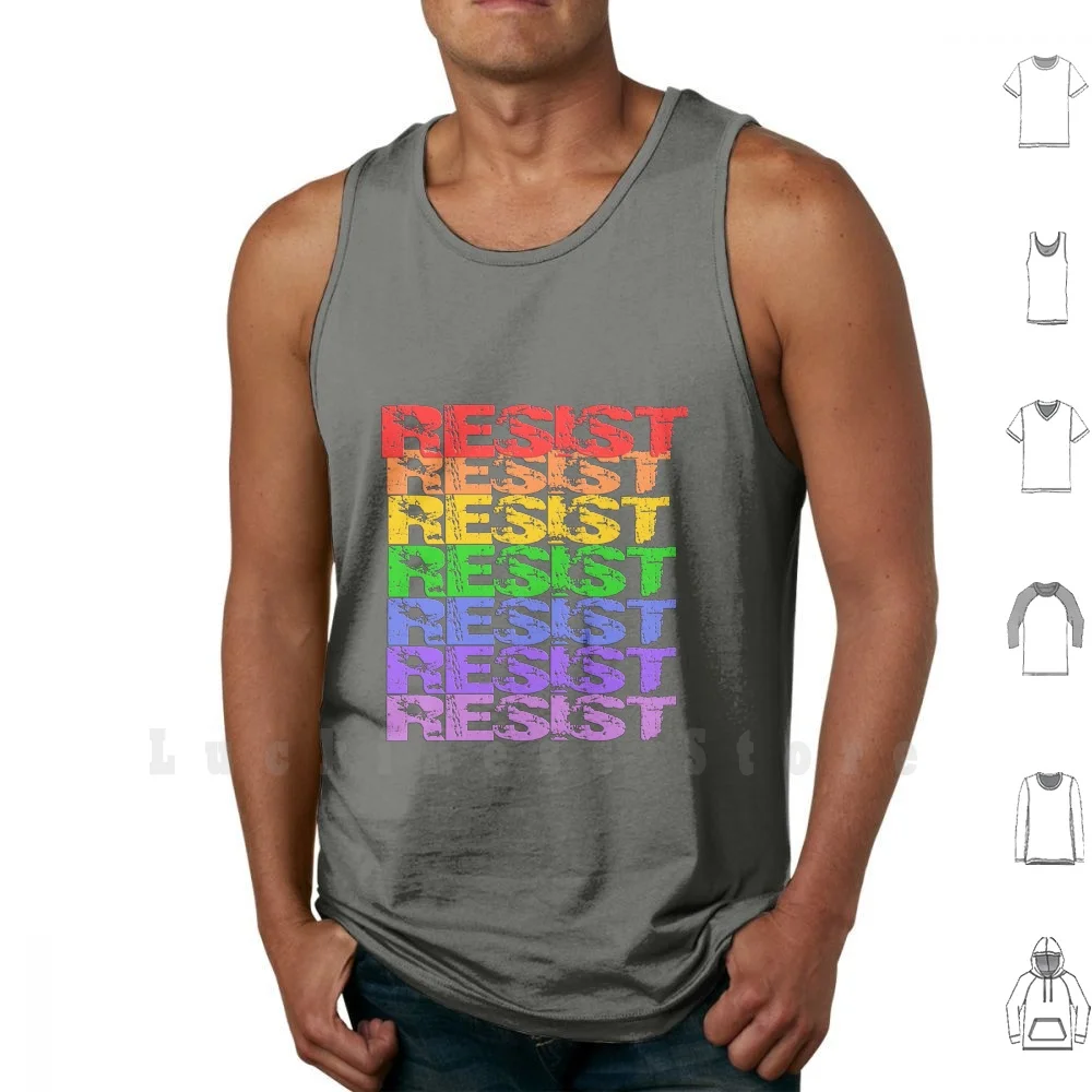 

Rainbow Resist tank tops vest 100% Cotton Resist Resistance Immigrant Immigration Womens March Womens Movement Trump Frump