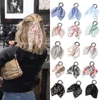 Резинки для волос, шифоновые, с цветочным принтом, эластичные, Женский хвостик