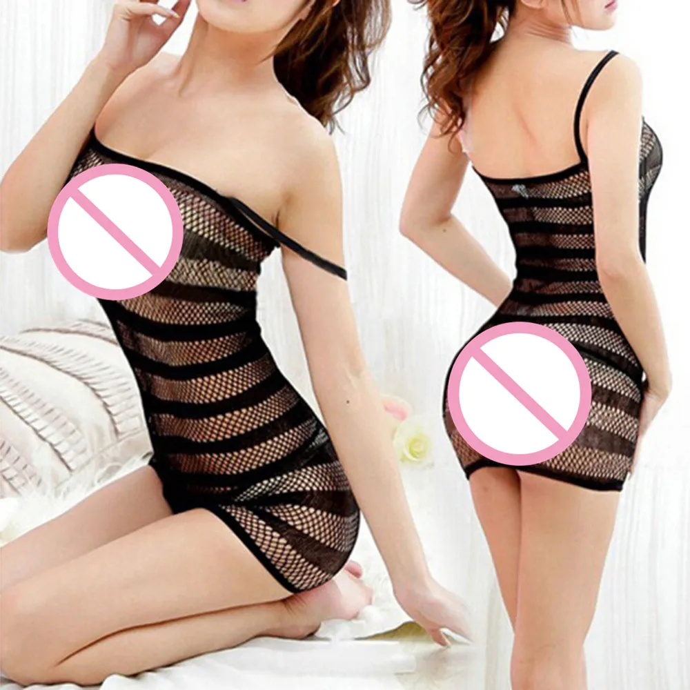 Сексуальная прозрачная женская ночная сорочка женское белье из сетки с бретельками домашнее платье удовольствия