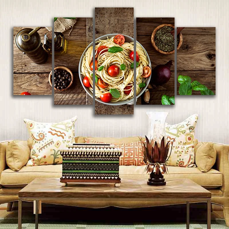 

Embelish 5 Pieces Wall Art Modular Posters For Kitchen Decor Italian Cuisine Pasta Olive HD Print Canvas Painting Frameworks