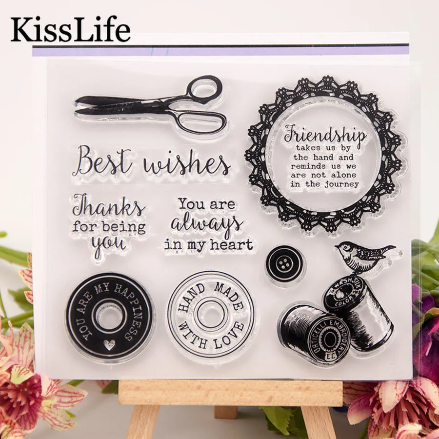 1 лист медная круглая рамка с цветами кнопки буквы резиновые штампы для