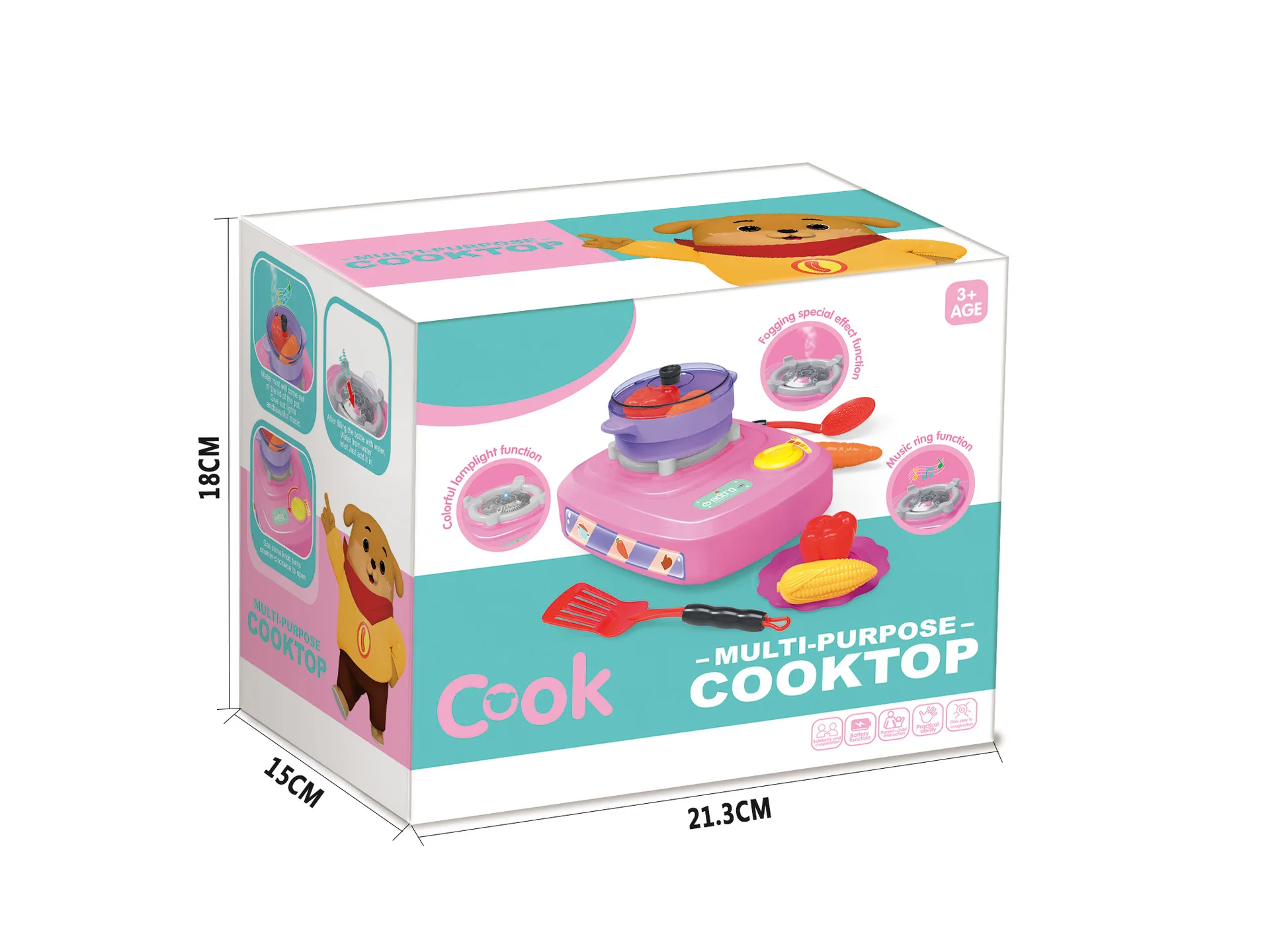 

Electric Simulation Multi-function Gas Stove Kids Plastic Pretend Play Kitchen Toys Lamp Bell Mist Cookware Set Toys Gift