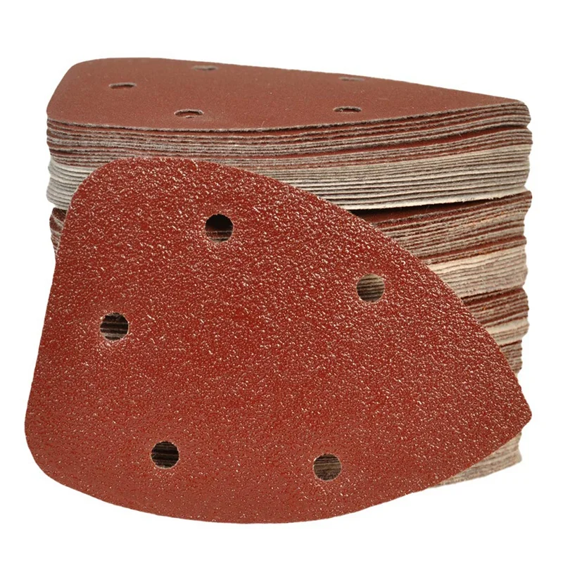 

100 Pieces of 10-Size Triangular Sandpaper 40-400 Coarse Sandpaper for 140mm Polishing Machine 5-Hole Corner Sandpaper