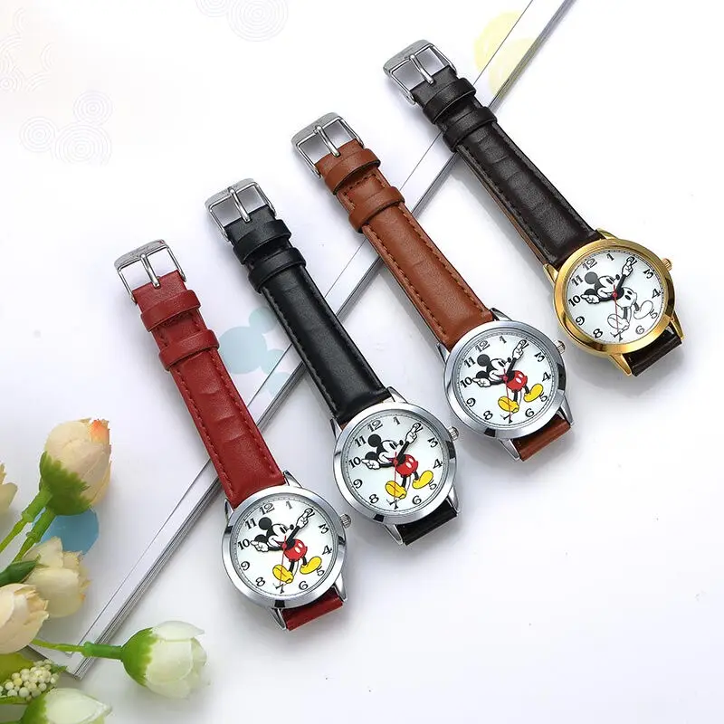 Mickey Quartz Watches Kids Cute Girl Love Wristwatch Teen Student Clock Children Boys Gift Women Fashion Time Disney Relogios