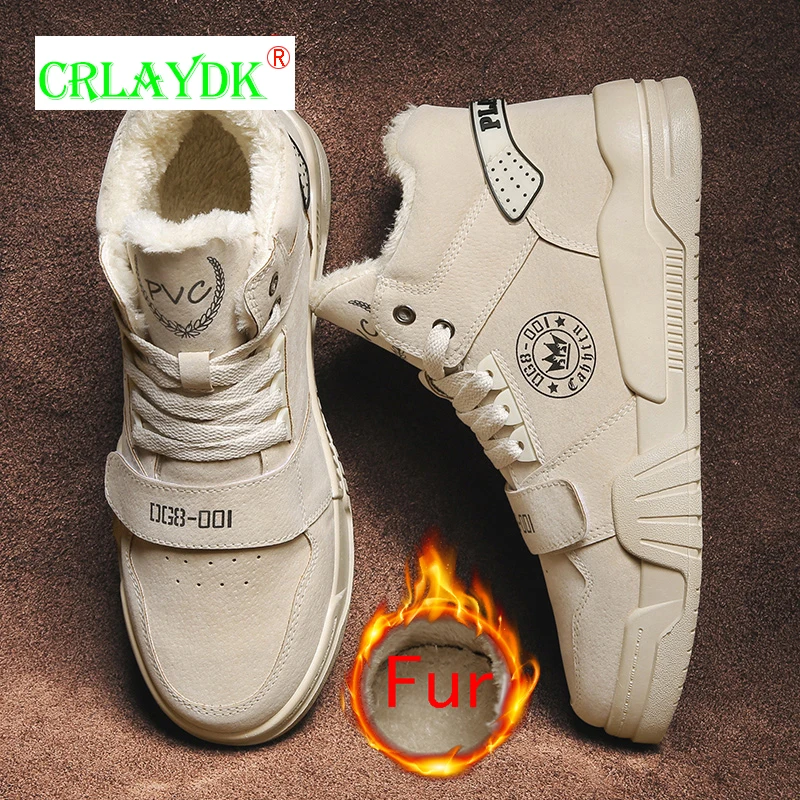 

CRLAYDK Winter Men's Ankle Snow Boots Fur Lining Outdoor Walking Keep Warm Shoes Casual Anti-Slip Work for Cold Weather Booties