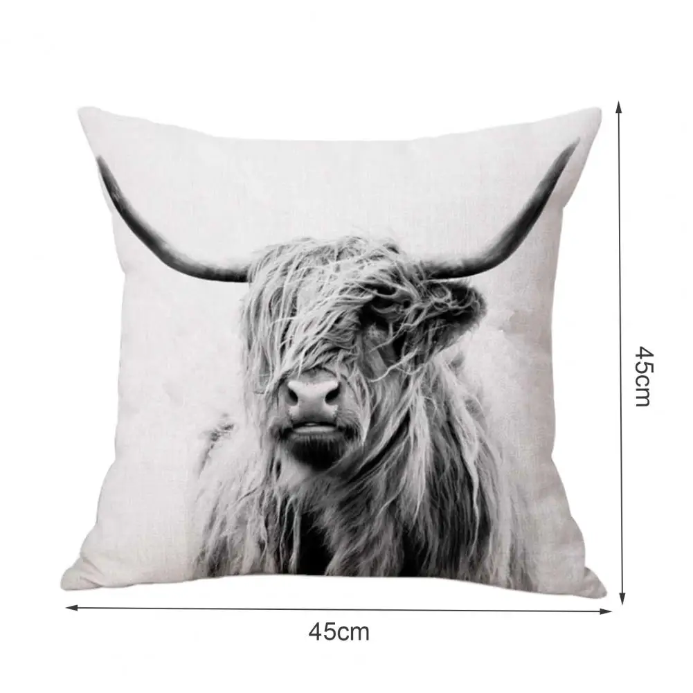 

Pillow Case Pretty Breathable Square Highland Cow Pattern Cushion Cover