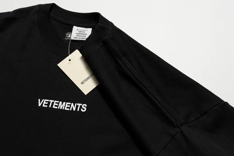 

New VETEMENTS Tshirt Men Women LOGO Letter Print Oversized Wash Label Simple T Shirt Loose-sleeved Trend VETEMENTS T-shirt